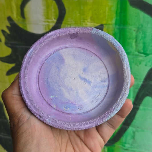 Small Wavy Rim Concrete Drainage Tray Tie Die Purple w/Blue