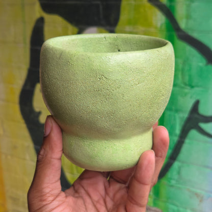 3.5" Concrete Tulip Pot Light Green/Yellow Mix