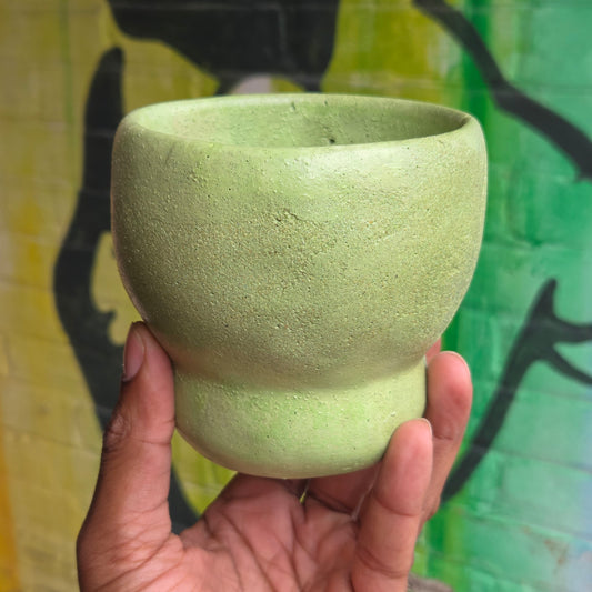 3.5" Concrete Tulip Pot Light Green/Yellow Mix