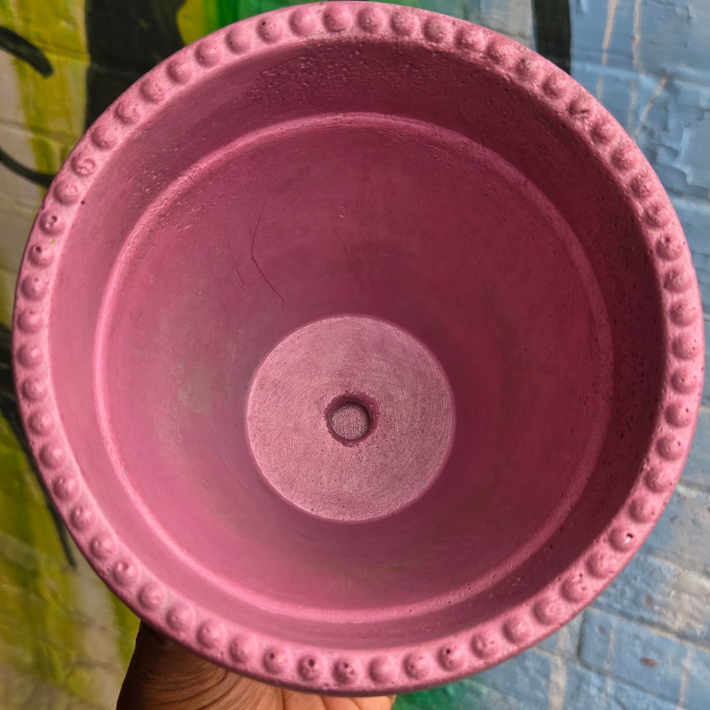 5" Concrete Tapered Pot w/Tray Pink