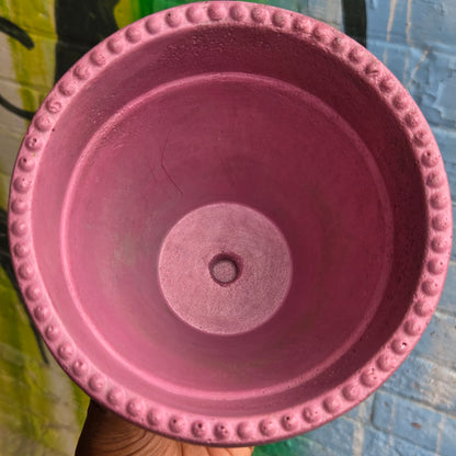 5" Concrete Tapered Pot w/Tray Pink
