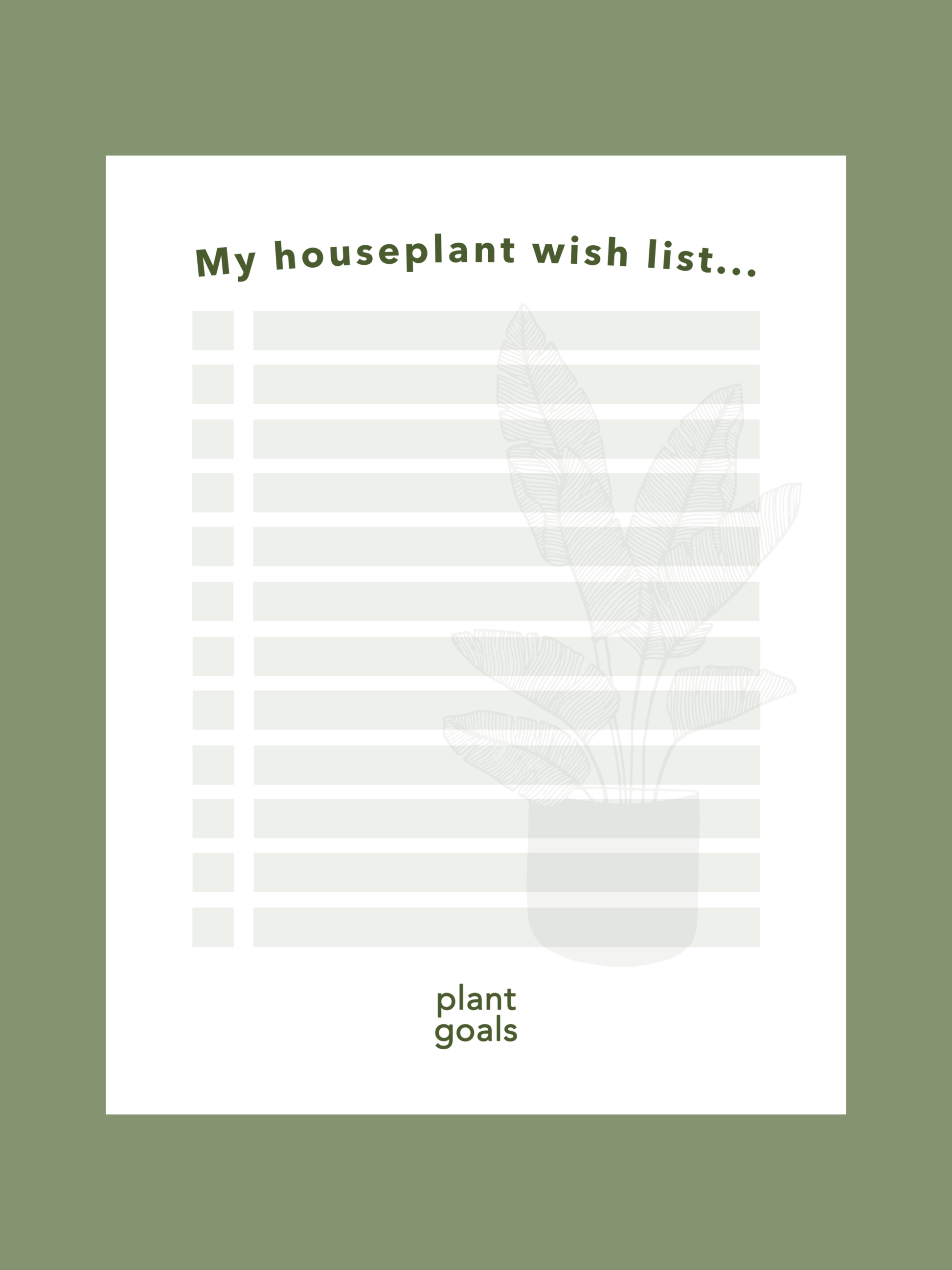 Plant Goals Plant Shop FREE Houseplant Wish List