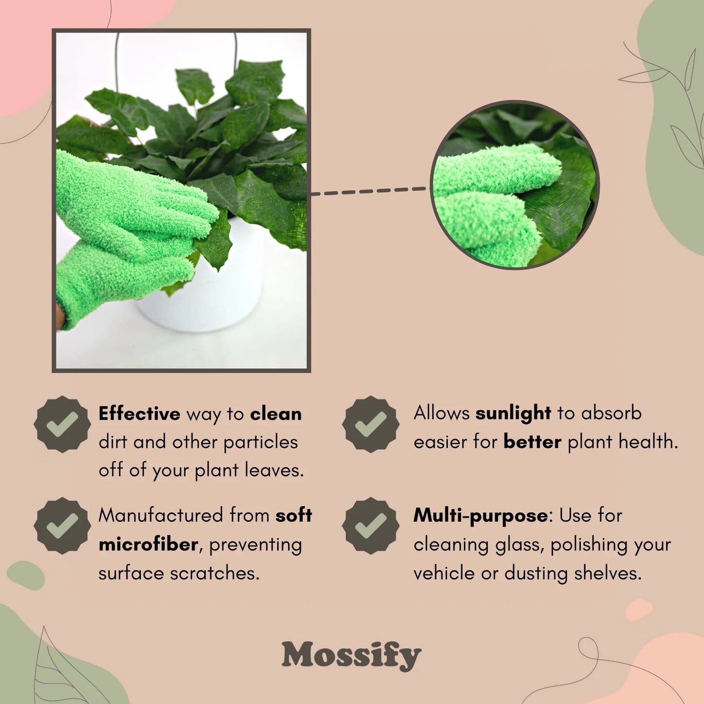 Plant Goals Plant Shop Leaf Shining Microfiber Gloves