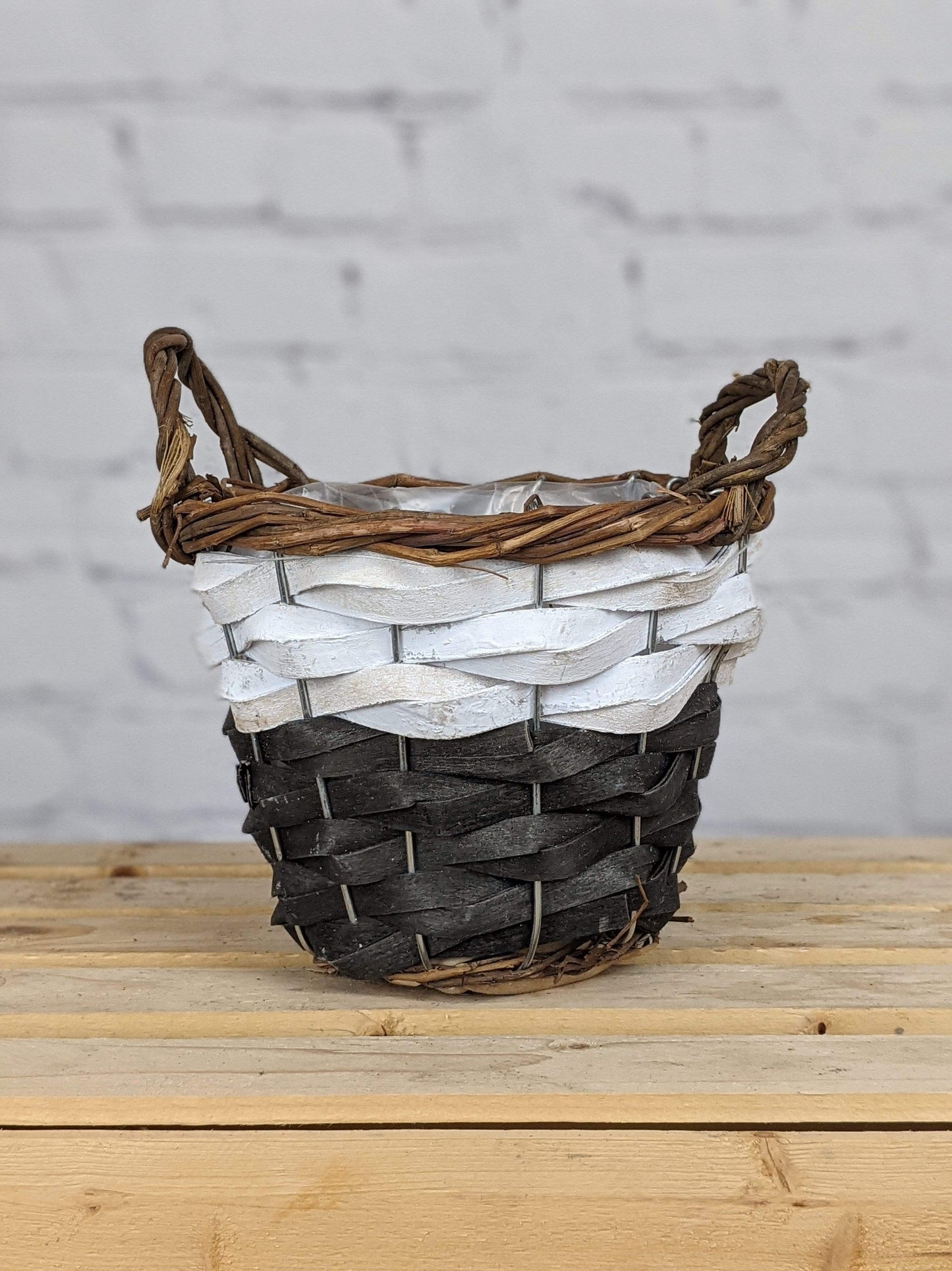 Plant Goals Plant Shop Wicker Basket Potcover | Two-Tone Small